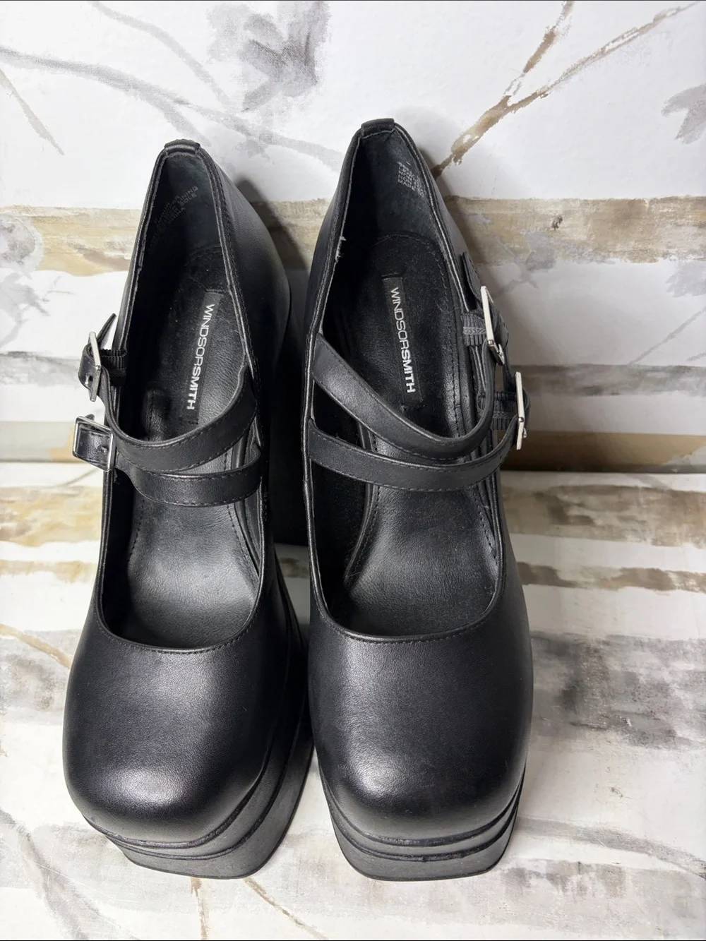 Windsor Smith Amour Black Platform Mary Jane Heels - Women